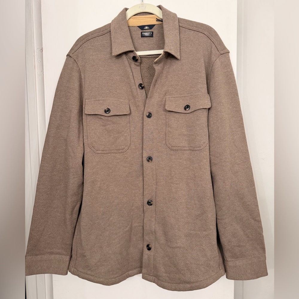 NWT Faherty Inlet Shirt Jacket Walnut Melange Tan Size Large - Picture 4 of 12